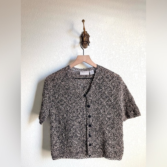 TanJay Sweaters - TanJay black and brown open weave cardigan